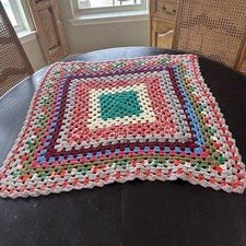 Crochet BABY BLANKET AFGHAN Granny Square 30"x 30" multi color Handmade vibrant
