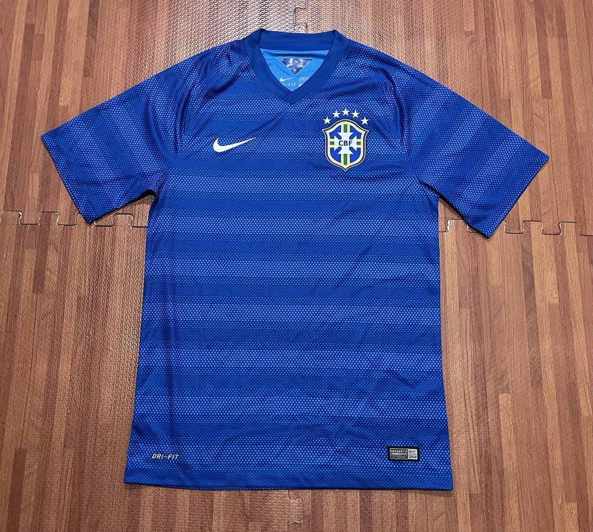 CBF BRAZIL NATIONAL TEAM NIKE 2014 SOCCER AWAY FOOTBALL SHIRT
