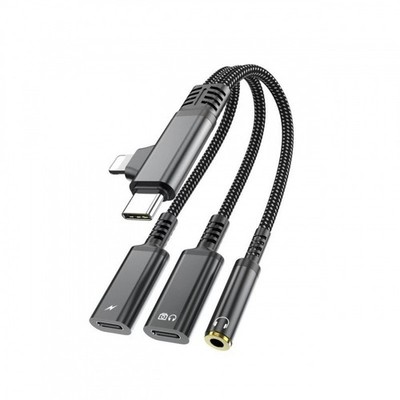 3 in 1 Type-C USB C to 3.5mm AUX Audio Headphone Jack Adapter Charger Cable New