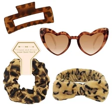  4 Pcs Bridesmaid Proposal Gifts Bridesmaid Spa Headband, Hair Claw Leopard