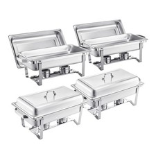 8Qt Stainless Steel Chafing Dish Buffet Set 4/6 Pack Rectangular Food Warmer wit