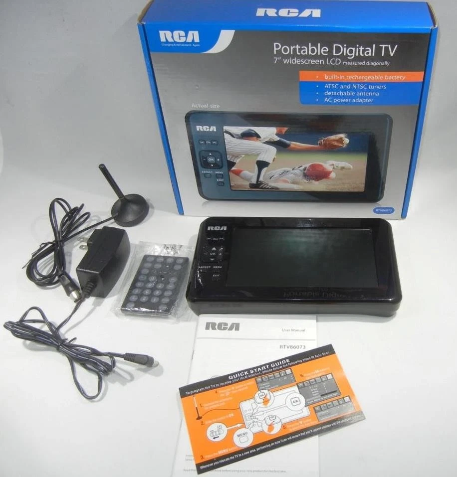 RCA RTV86073 Portable 7" Widescreen 480i HD LCD W/ Remote, Antenna, Box Instruct - Image 4 of 4