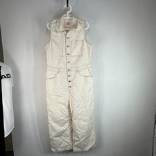 Levi's Women's Denim Dungarees Sleeveless Overalls size Large Light Cream