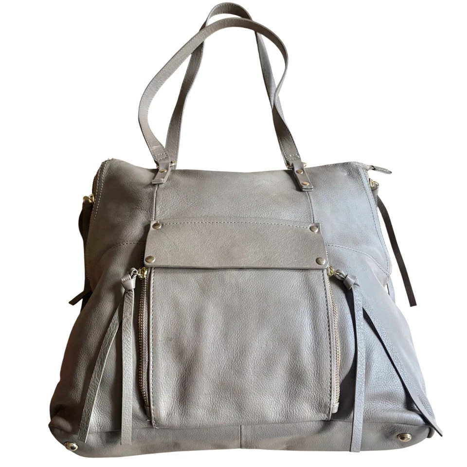 $298 KOOBA Everette Gray Leather Tote Bag Shoulder Purse Designer Hobo Handbag - Image 2 of 4