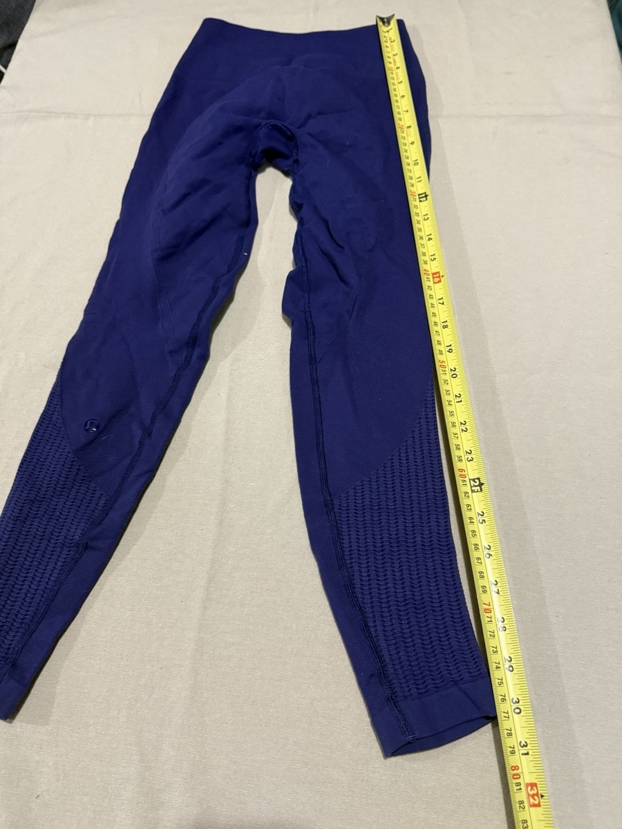 Lululemon Flow Go Tight Hero Blue Navy Perforated Yoga Workout Pant Sz 2 RARE View 4