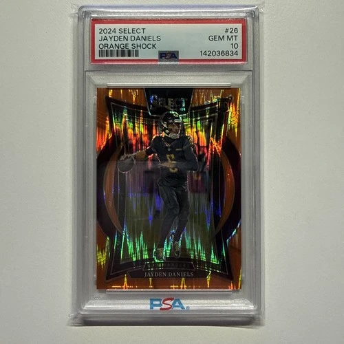 Jayden Daniels 2024 Panini Select Orange Prizm Shock Concourse RC /499 PSA 10