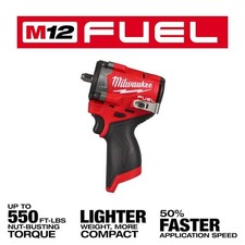 New Milwaukee 2562-20 M12 Fuel 12v 38 Stubby Impact Wrench - Bare Tool