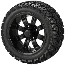 (4) Golf Cart 20x10-12 Sierra Sport A/T Tires on 12x7 Matte Black Tempest Wheels