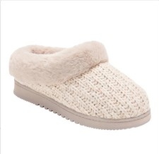 Dearfoams NIB Women's Hannah Festive Knit Clog Oatmeal Heather Size XL 11-12