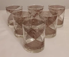 MCM Signed GEORGES BRIARD Geometric ARROW POINTS Gold Pyramids TUMBLER Set of 6