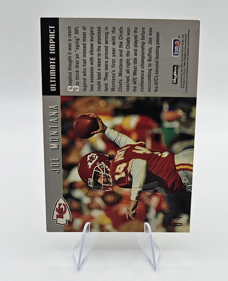 1994 SkyBox Impact ULTIMATE IMPACT INSERT / Joe Montana - Image 2 of 2