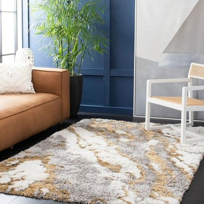 10 ft Plush Square Accent Shag Area Rug Abstract Soft Modern Living Room Carpet