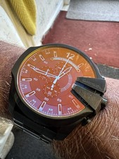 Diesel Mega Chief Watch Model DZ4318 Stainless Steel + Iridescent Face