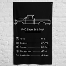 F100 Short Bed Truck 1974 Car Silhouette Flag 3x5 ft Garage Banner Wall Decor