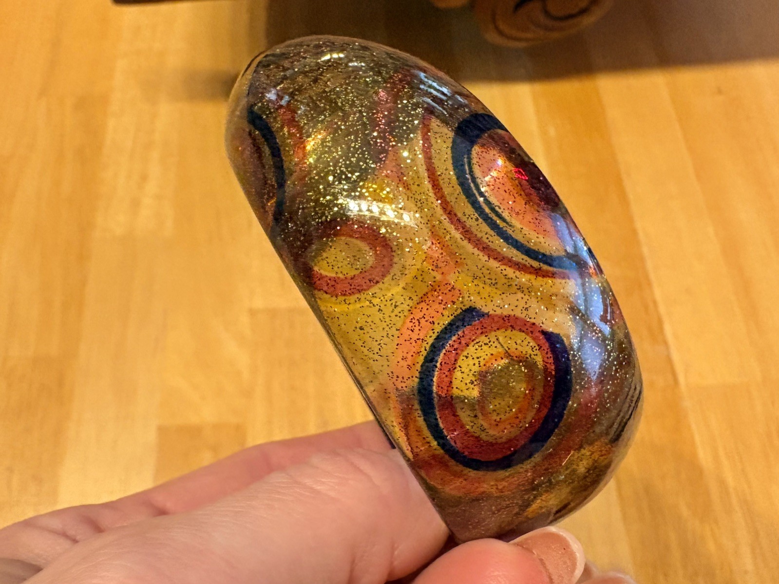 Wide Lucite Bangle Bracelet translucent yellow wi… - image 14