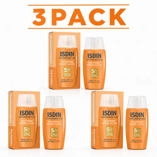 3x ISDIN Fotoprotector FUSION WATER MAGIC GLOW SPF50 sunscreen, 50ml / 1.7 fl.oz