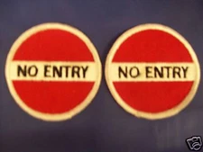 Lot of 2 Patches 3" Diameter Round Sew On Patch ( No Entry )