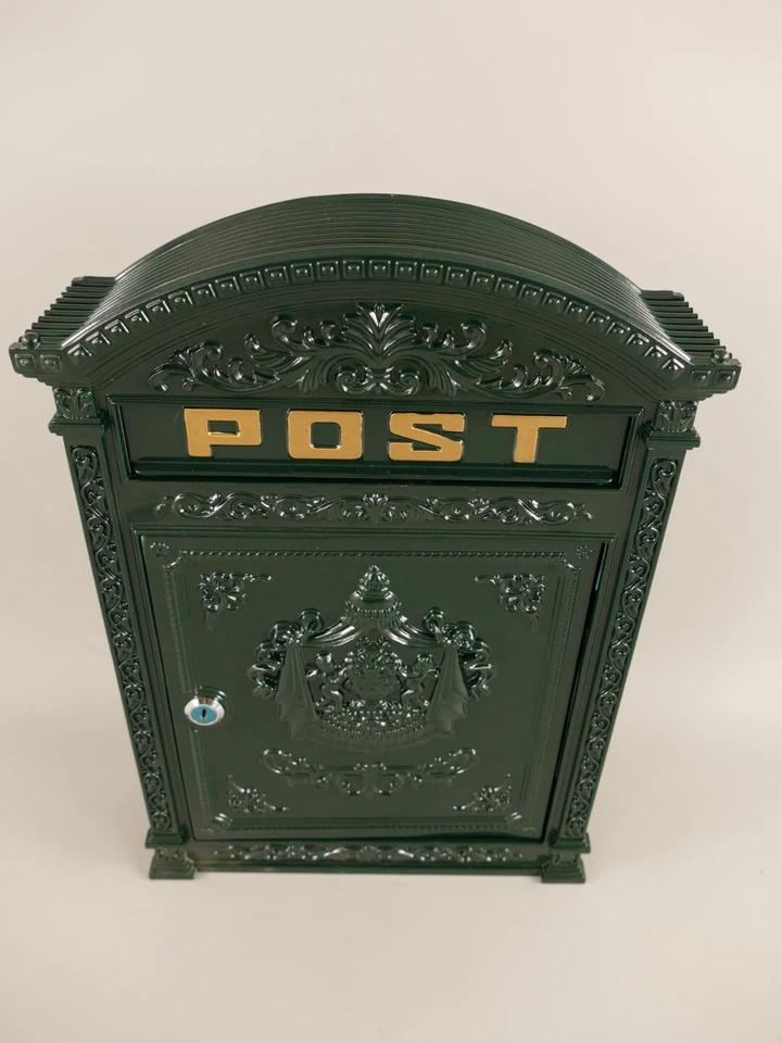 Briefkasten Wandbriefkasten rustikal grün Antik Stil Alu Guß H.45x B.31cm - Bild 2 von 4