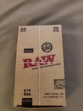 Raw 1.25 (1 1/4) Classic Cigarette Rolling Paper Full Box 24 pk~Factory Sealed