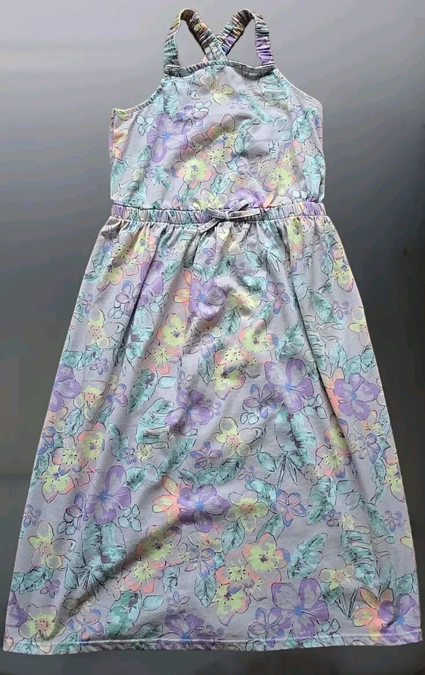 Osh Kosh ~ Girls' Size 12 ~ Purple Floral ~ Elastic Waist ~ Sleeveless Sun Dress - Image 4 of 4