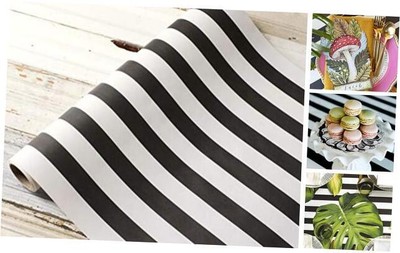 Black and White Striped Paper Table Runner - 25' Long x 20'' Wide 