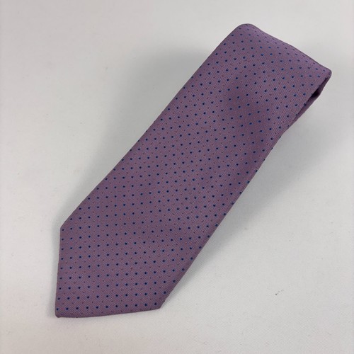 Turnbull & Asser Hand Made In England LILAC AND BLUE DOTS Silk Mens NECKTIE TIE