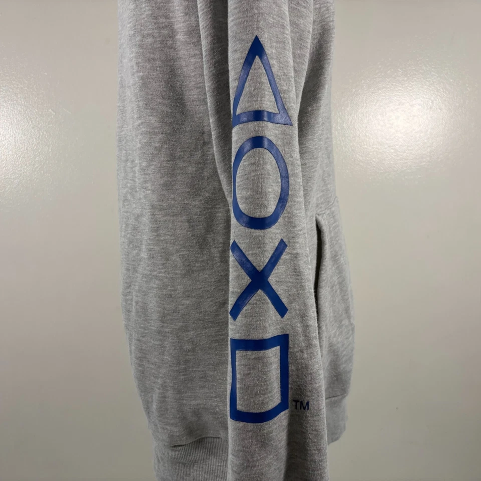 Playstation Oficial Sudadera con Capucha Hombre M Gris Azul Videojuego Foto 3 de 4