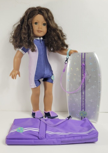 American Girl Doll Curly Brown Hair Hazel Eyes w Wetsuit and Boogie Board - Picture 1 of 21