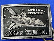 NASA United States Space Shuttle Rocket Solid Pewter Vintage Belt Buckle