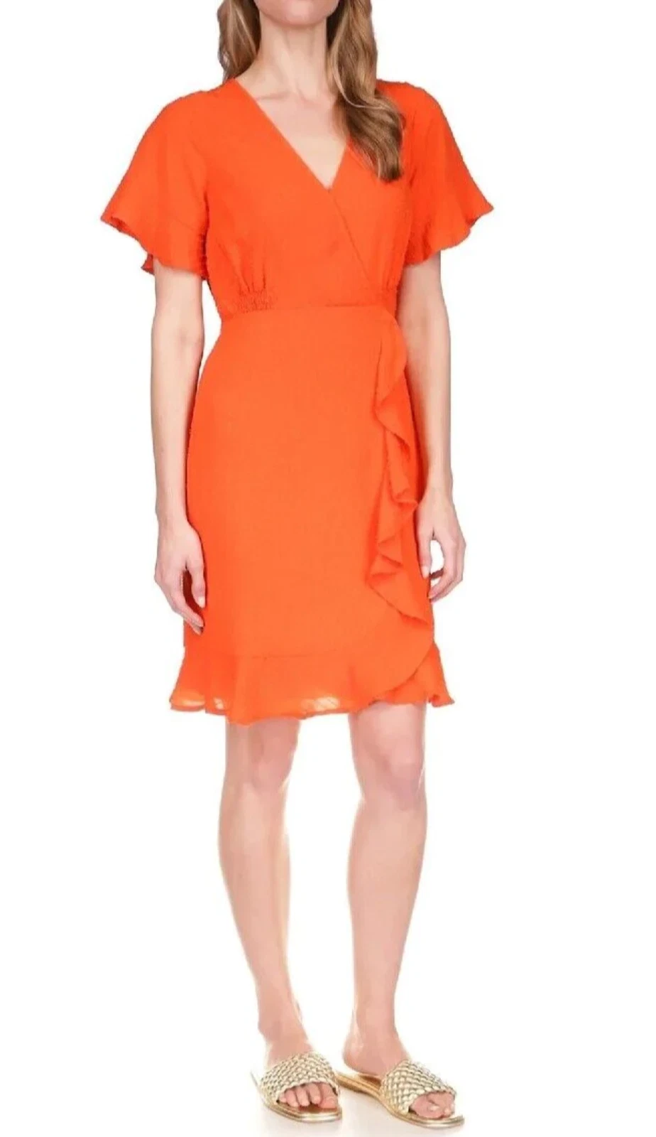 Mini abito MICHAEL Michael Kors donna finto avvolgimento arricciacapelli prezzo al dettaglio al dettaglio $165 1a 1789