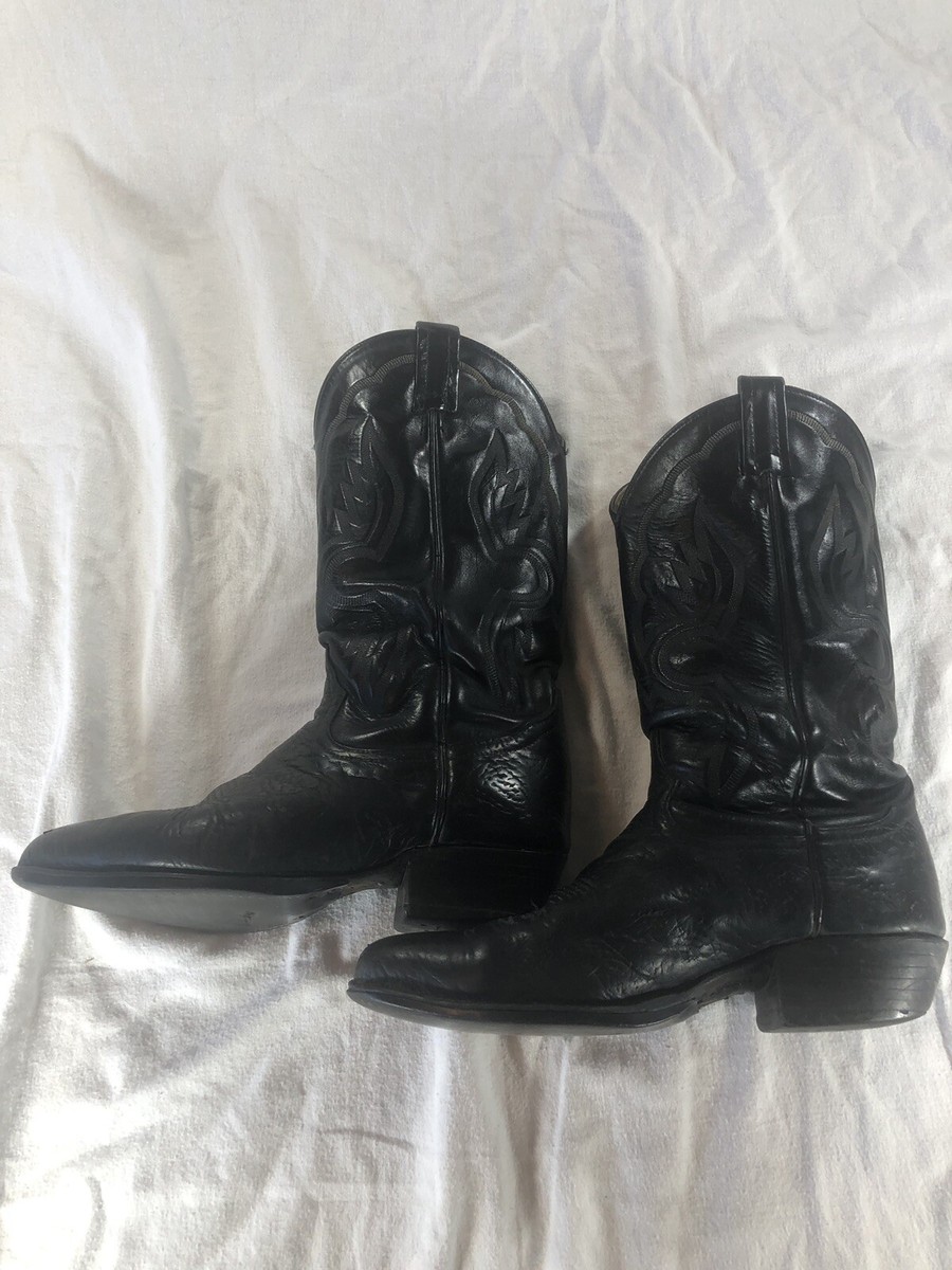 Vintage Tony Lama Black Men’s Western Boots 6252 size 8 Vintage Tony Lama 6252 Black Leather Cowboy Boots Men main image 2