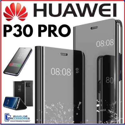 HANDYHÜLLE CLEAR VIEW FÜR HUAWEI P30 PRO HANDY SCHUTZ COVER SPIEGEL FLIP CASE