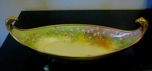Antique T&V Tressemanns Vogt Limoges Hand Painted Pink Roses Centerpiece Bowl!