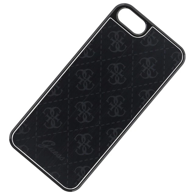 GUESS CUSTODIA ORIGINALE HARD BACK CASE COVER ALLUMINIO PER APPLE IPHONE 8 NERA - Immagine 2 di 4