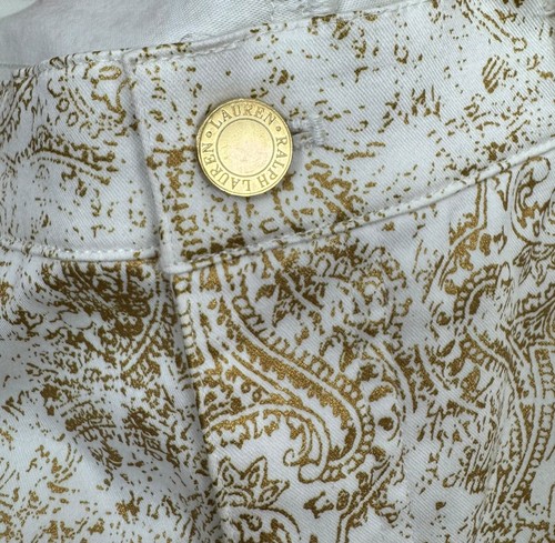 Lauren Ralph Lauren Chino Pants Gold Paisley Printed size 10 - Picture 12 of 17