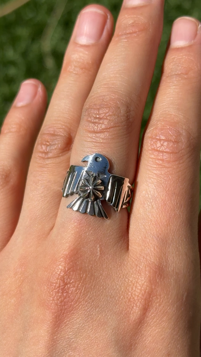 Sunshine Reeves 925 Sterling Silver Thunderbird Stamped Ring Sunshine Reeves 925 Sterling Silver Thunderbird Stamped Ring