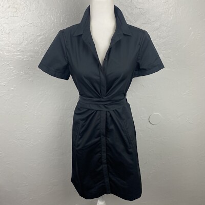 elie tahari shirt dress Elie Tahari Black structured Button Down shirt dress with waist tie detail  6