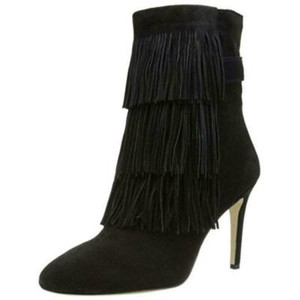 black fringe boots with heel
