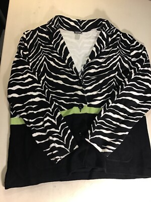 Gerry Weber Sweater Pullover  Size 46 Black & White ,Collar, Button ,Wool Women