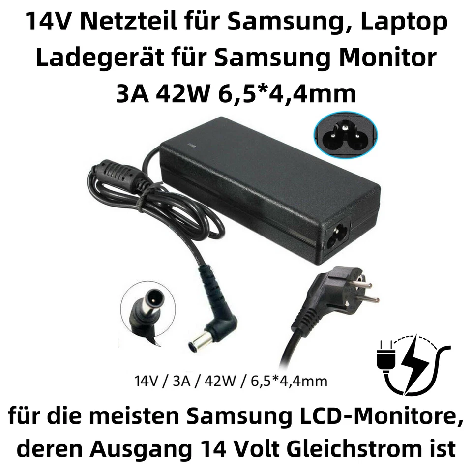 G26C Netzteil DC 14V für Samsung 42W 3A Stromkabel Ladegerät 6.0x4.4mm Stecker - Bild 2 von 4