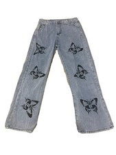 Jeans With Black Butterfly Print