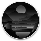 2 x Vinyl Stickers 20cm (bw) - Pink Mountain Cartoon Landscape  #43965