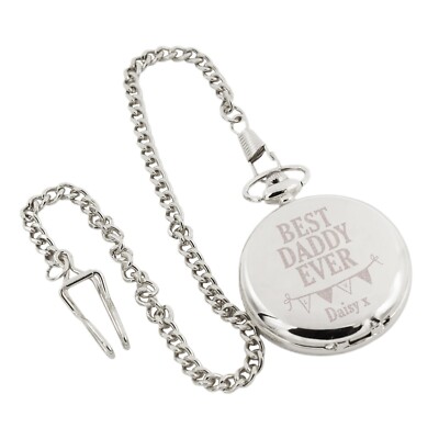 Personalisierte Taschenuhr Best Daddy Ever Design Silber Finish römische Ziffern