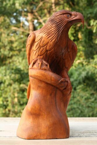 Statua aquila in legno 12" grande intagliata a mano scultura statuetta arte arredamento casa regalo - Foto 2 di 5