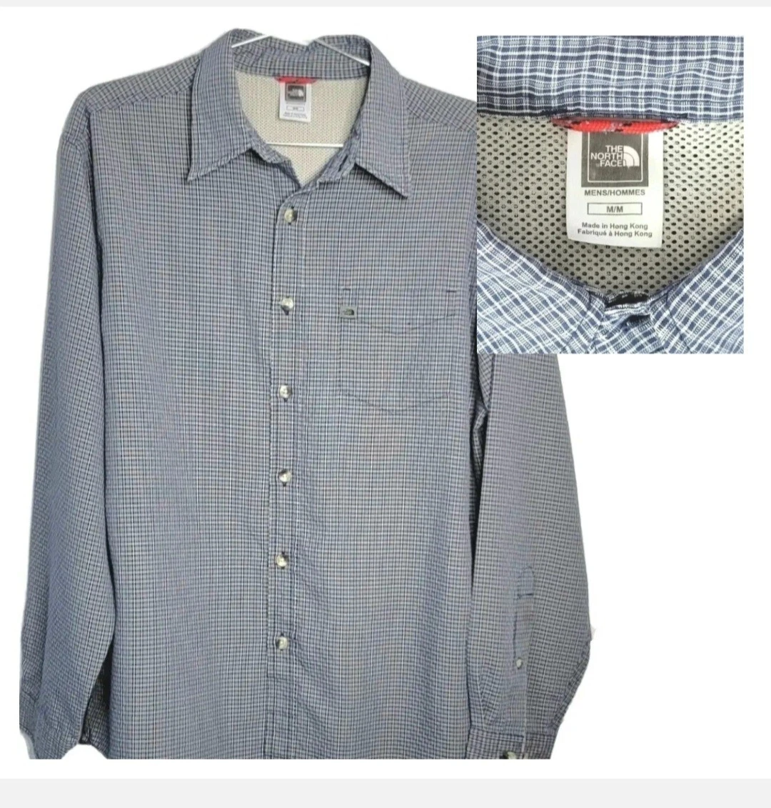 THE NORTH FACE Vented Fishing Hiling Outdoor Long Sleeve Checkered Shirt Men MED