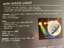 Mini Disco Tech Ball Light, Plug n Play smartphone voice activated USB Adapters