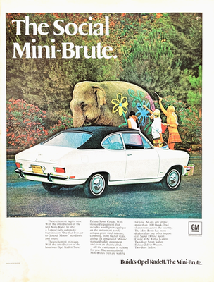 #ad #ad 1968 Buick Opel Kadett General Motors GM Mini Brute Social Coupe Mag Print Ad $19.99