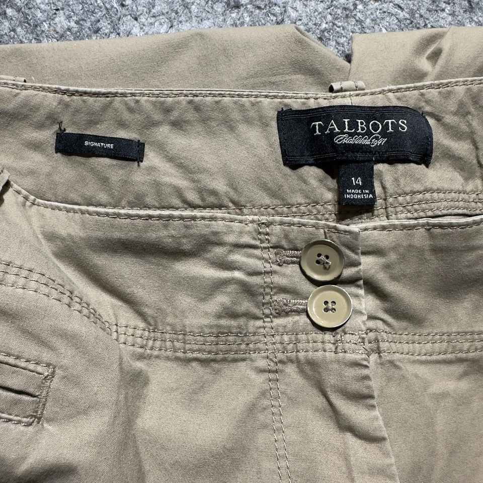 Talbots Women's Sz 14 Brown Khaki Stretch Straight Leg Pants - Image 3 of 4
