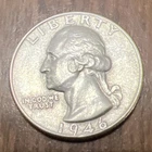 1946 UNC 25c Washington Quarter Actual Coin , Clear Date & Rim . Excellent Coin