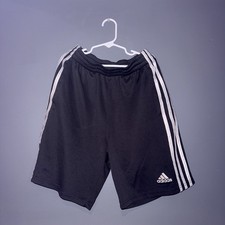 Adidas Classic Boys Black 3-Stripes Athletic Shorts Youth Large 14/16 Core
